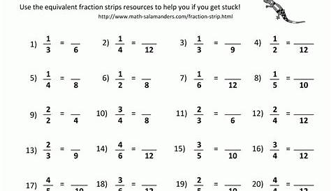 Equivalent Fractions 4th Grade Worksheets