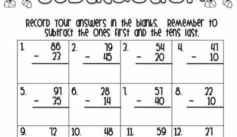 2 digit subtraction no regrouping worksheets