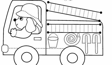 fire truck trace worksheet | Crafts and Worksheets for Preschool