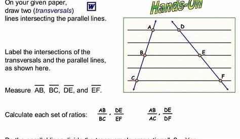 parallel lines and proportional parts worksheet