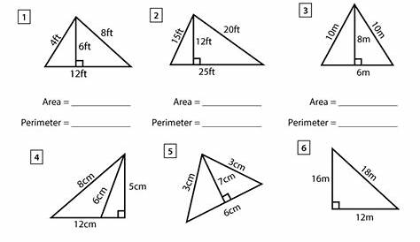 Area and Perimeter of Triangles Worksheets - Math Monks