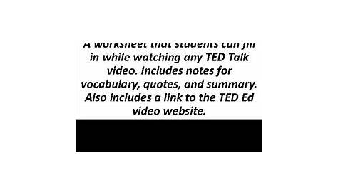 TED Talks Fill-in Worksheet by Mz S English Teacher | TpT