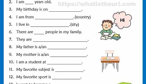Self Introduction Worksheet for kids - Your Home Teacher