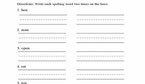 Spelling Worksheets | First Grade Spelling Words Worksheets