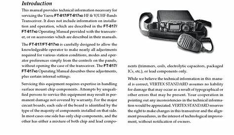 YAESU FT-817 TECHNICAL SUPPLEMENT Pdf Download | ManualsLib