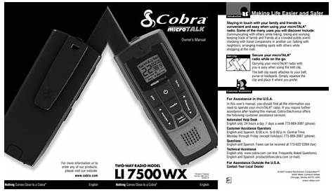 Cobra Electronics MICROTALK LI 7500 WX User Manual | 17 pages
