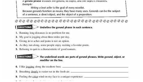 gerunds and gerund phrases worksheets