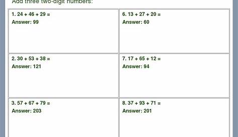 Answer Key Download - Worksheet #1492. CCSS.Math.Content.2.NBT.B.6