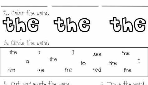 Printable Sight Word Worksheets For Kindergarten - Worksheets Master