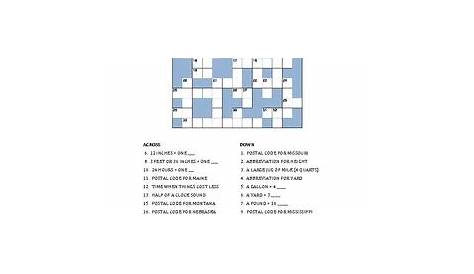 math crossword puzzles: Math Crossword Puzzles Printable Grade