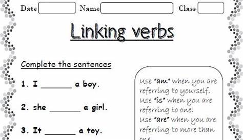 linking verbs worksheet for kindergarten