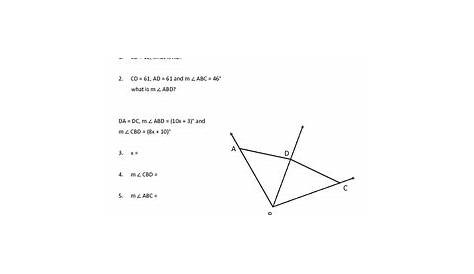 geometry angle bisector worksheet answers