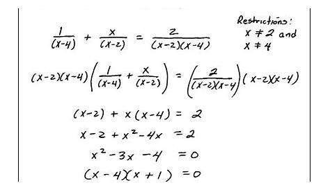 solving rational equations worksheets