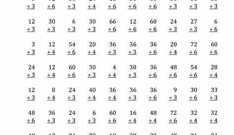 The Dividing by 3, 4 and 6 (Quotients 1 to 12) (A) math worksheet from
