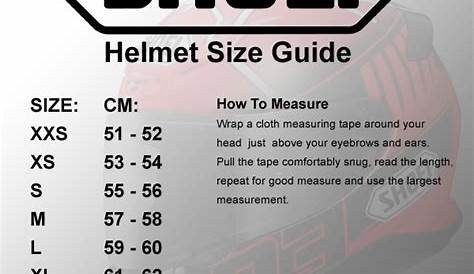 Motorcycle Helmet Size Chart Shoei | Reviewmotors.co