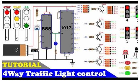 How to make 4 Way Traffic Light control using 555 timer and cd4017 | 4