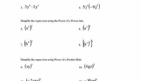 law of exponent worksheets