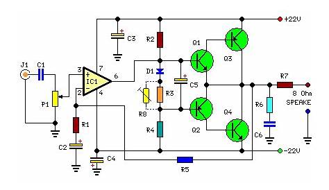 high watt audio amplifier circuit diagram