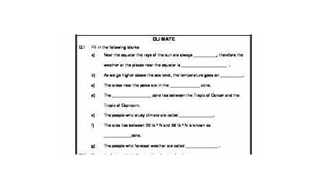Worksheet of Climate-Climate-Weather and Seasons-General Awareness