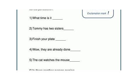 punctuation worksheets for grade 1