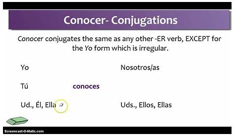 saber and conocer conjugation chart