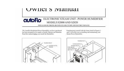 autoflo s2020 humidifier user manual