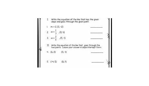 Algebra Writing Equations of Lines Review Worksheet and Quiz | TpT
