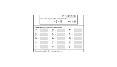 mixed fractions worksheet 4th grade
