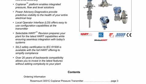 Rosemount 3051T Pressure Transmitter Datasheet PDF