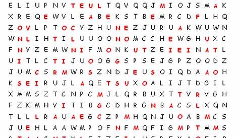 End of School Word Search Answers