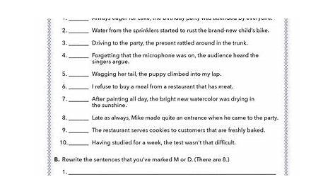 misplaced modifiers worksheet with answers