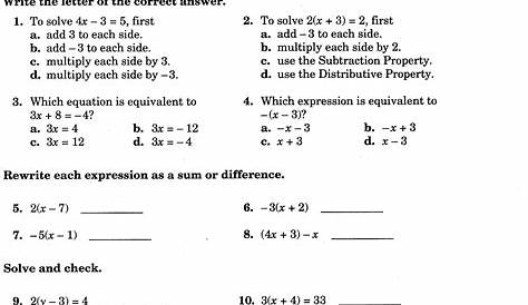 Solving Multistep Equations Worksheet Algebra 1 2 1 solving multi step