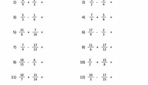 subtracting mixed numbers worksheet 2 - subtracting fractions with