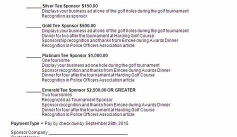 golf tournament sponsorship form