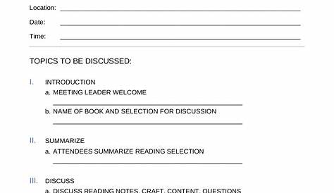 Printable Book Club Discussion Questions