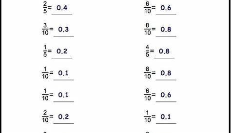 equivalent fractions and decimals worksheet