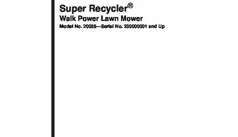 Toro 20038 21-Inch Super Recycler Lawn Mower Owners Manual, 2004