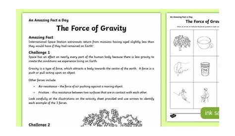 FREE! - Force of Gravity Worksheet | Primary Resources Gravity