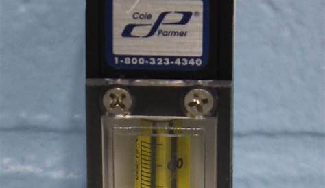 Cole-Parmer 65-mm Correlated Flowmeter, w/ Valve, Aluminum, 104 mL/min