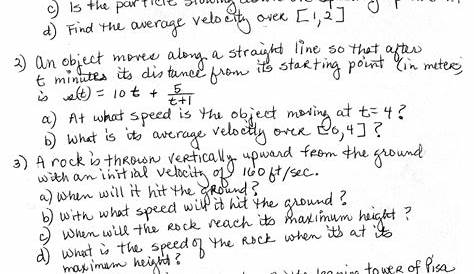 Velocity & Acceleration Worksheet