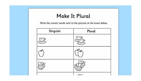 Singular and Plural Worksheet — Teaching Resource