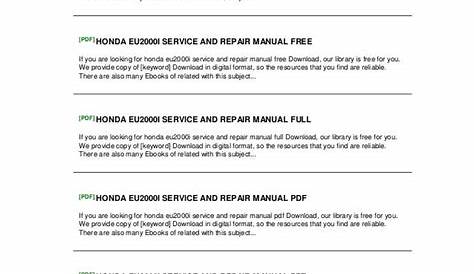 Honda Eu2000i Repair Manual