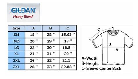 gildan 100 cotton t-shirt size chart