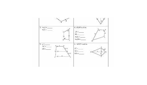 geometry worksheet kites answers