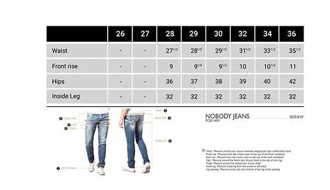 jeans for men size chart
