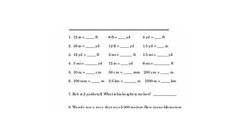 Customary Units of Length Worksheet & Answer Key by MisterBreon | TPT