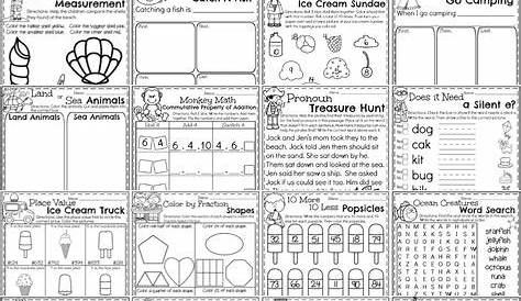 First Grade Summer Worksheets - Math and Literacy | Summer worksheets