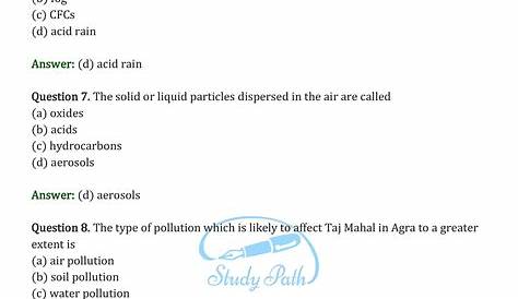 Class 8 Science Chapter 18 Pollution of Air and Water MCQ with Answers