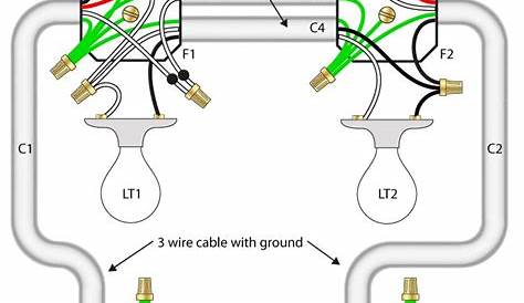 Two lights between 3 way switches (power via a light) | How to wire a