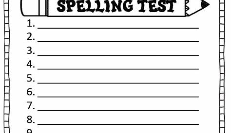 spelling test worksheets